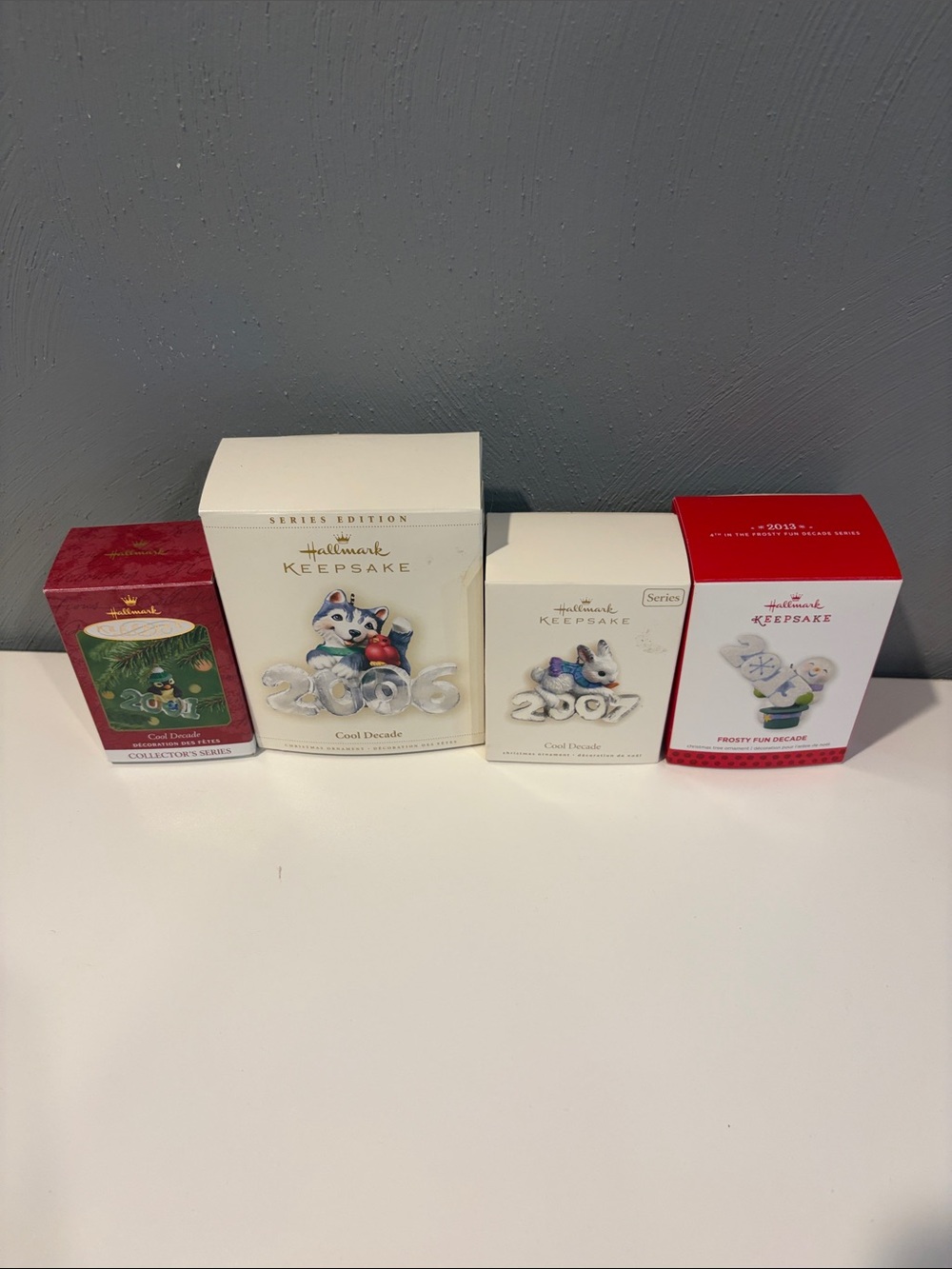 Hallmark Keepsake Ornaments Cool Decade and Frosty Fun Decade lot of 4